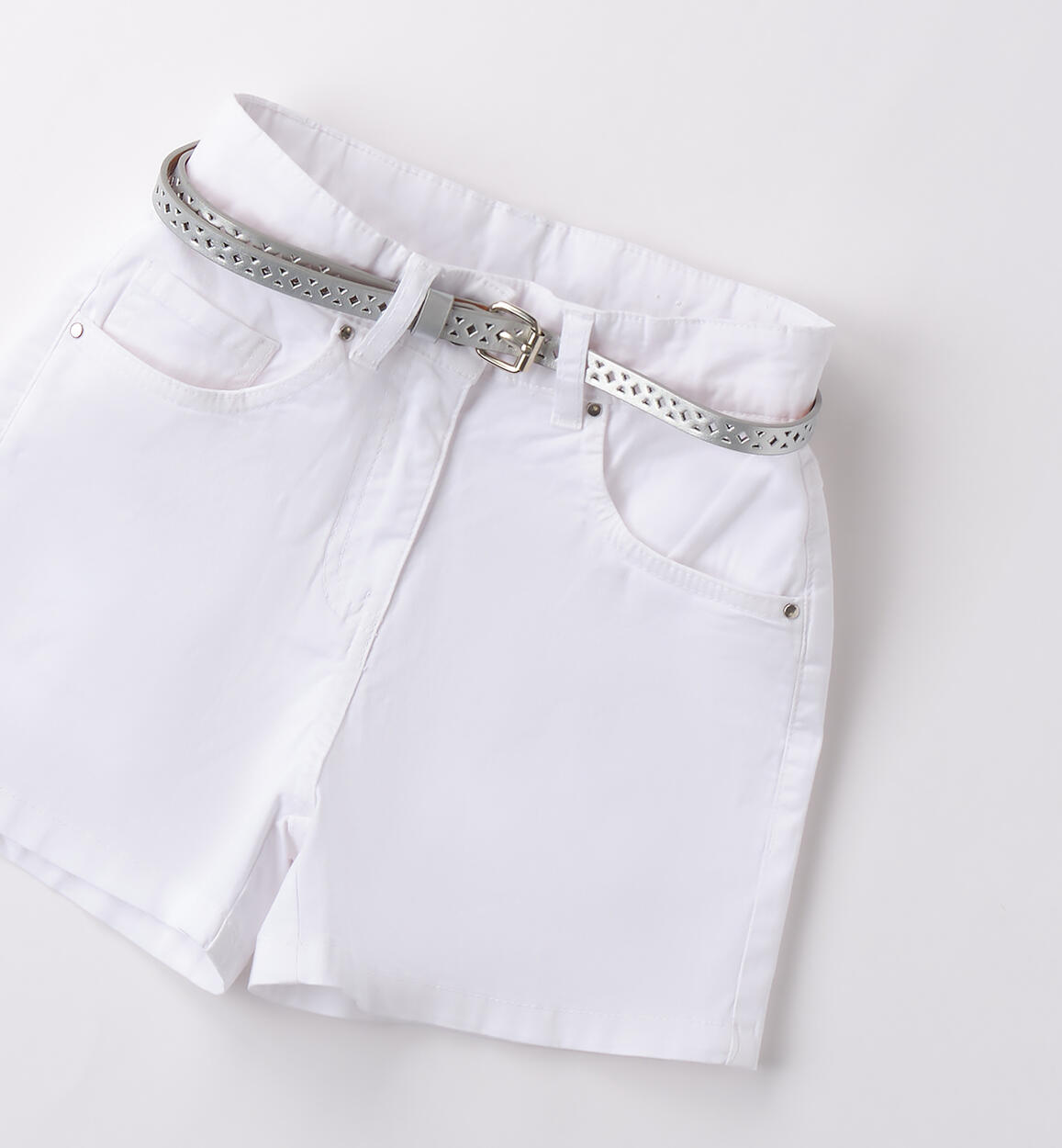 Shorts ragazza con cintura BIANCO-0113 - 2574B879K1