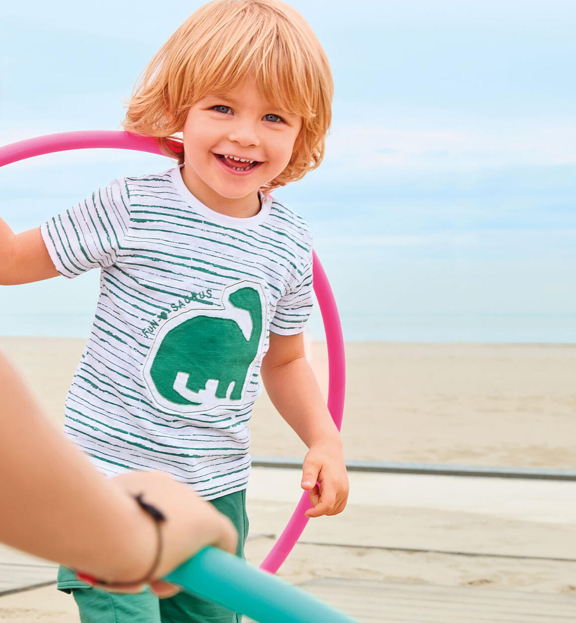 T-shirt a righe bambino VERDE iDO