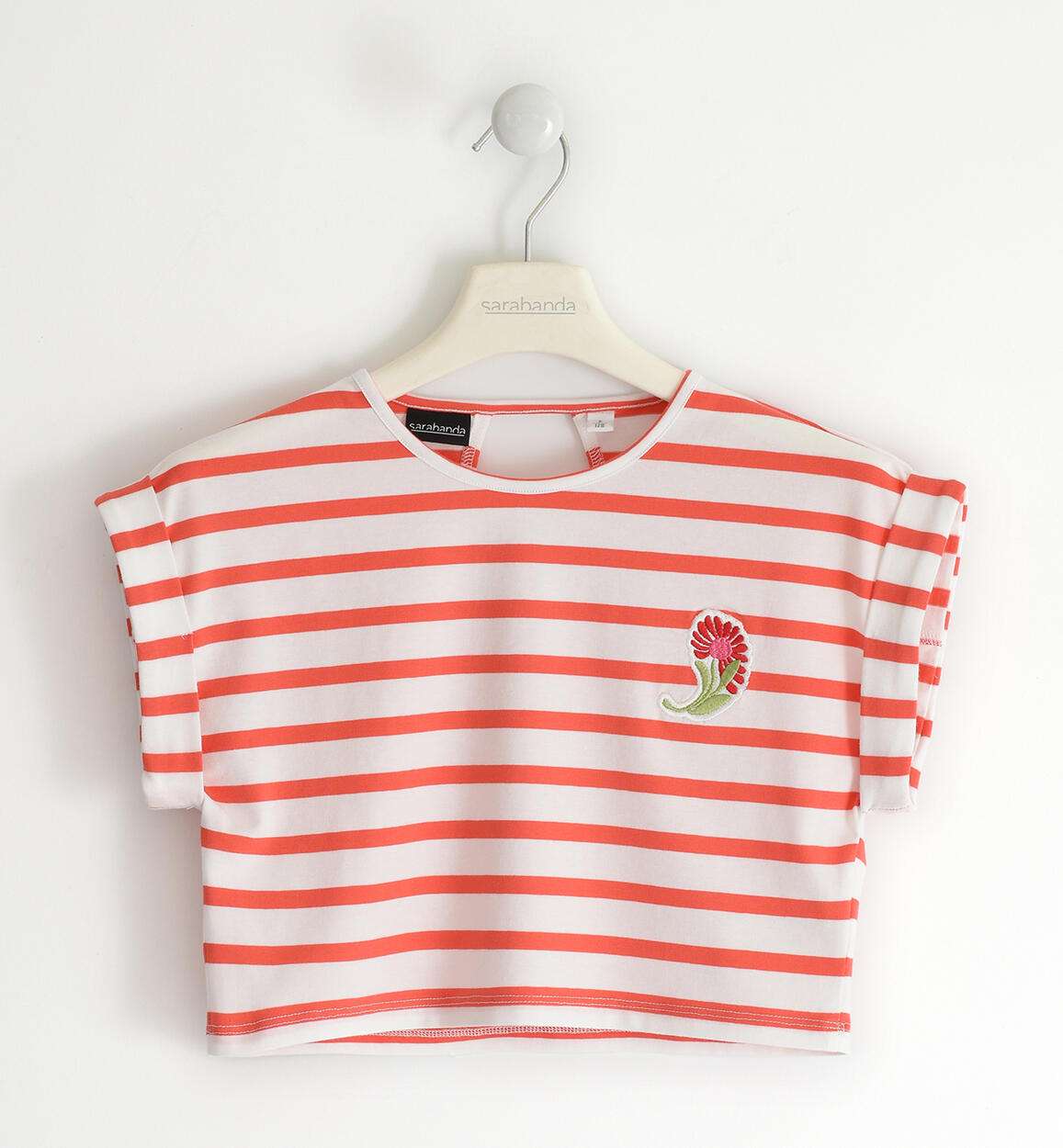 T-shirt a righe ragazza ROSSO Sarabanda