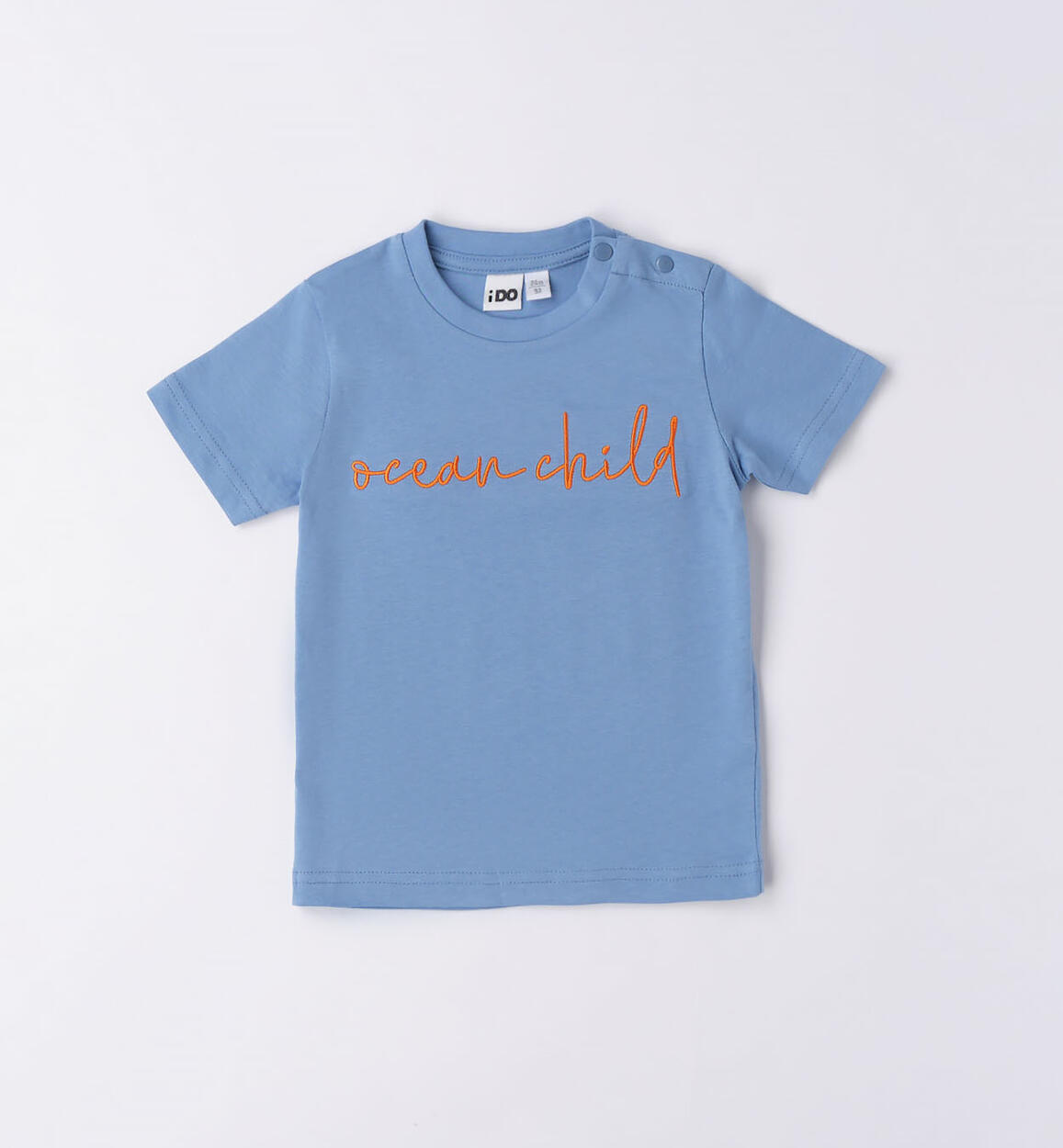 T-shirt bambino ricamo 100% cotone BLU iDO
