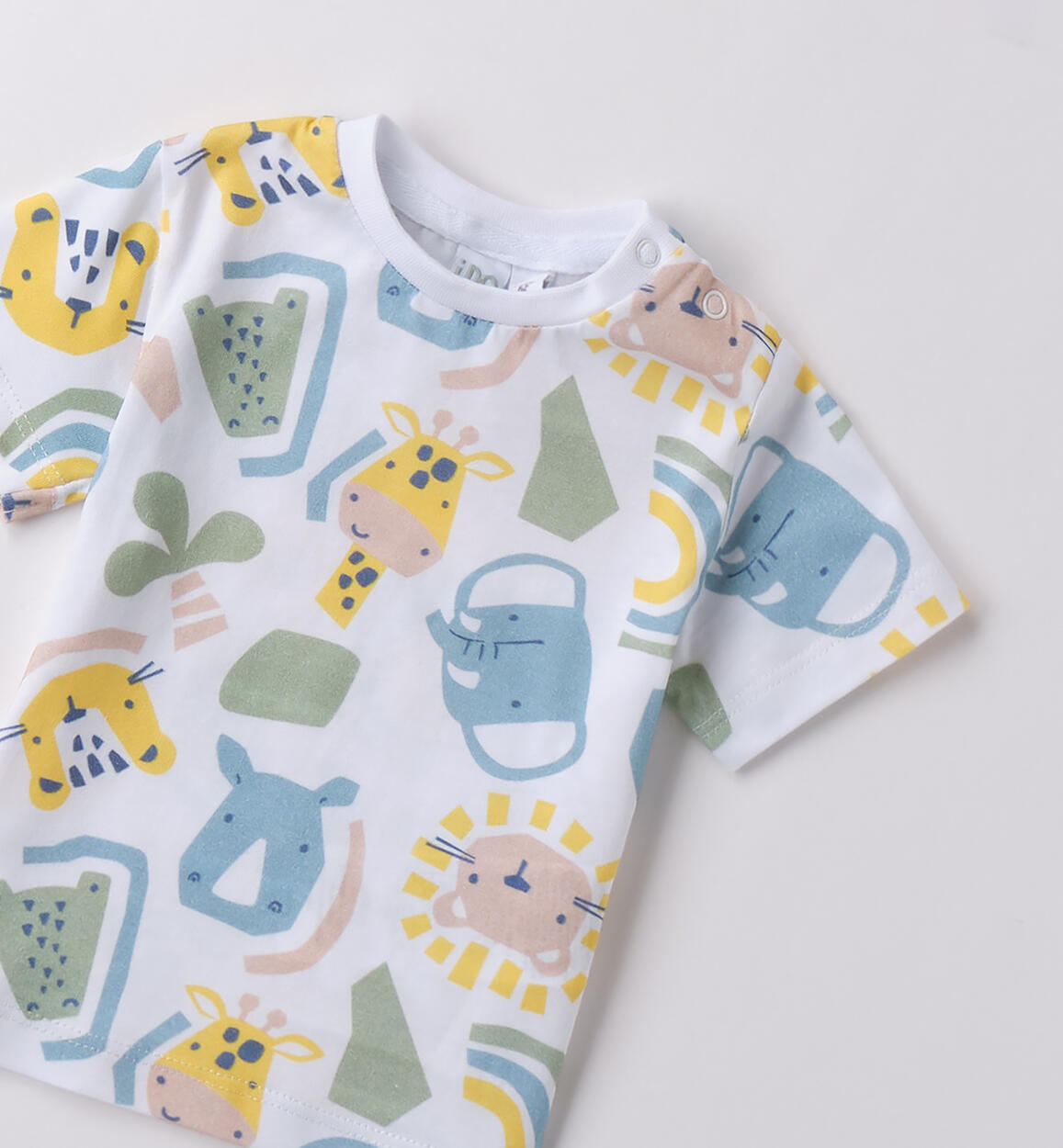 T-shirt bimbo 100% cotone BIANCO-VERDE-6BDP - 0214B16800