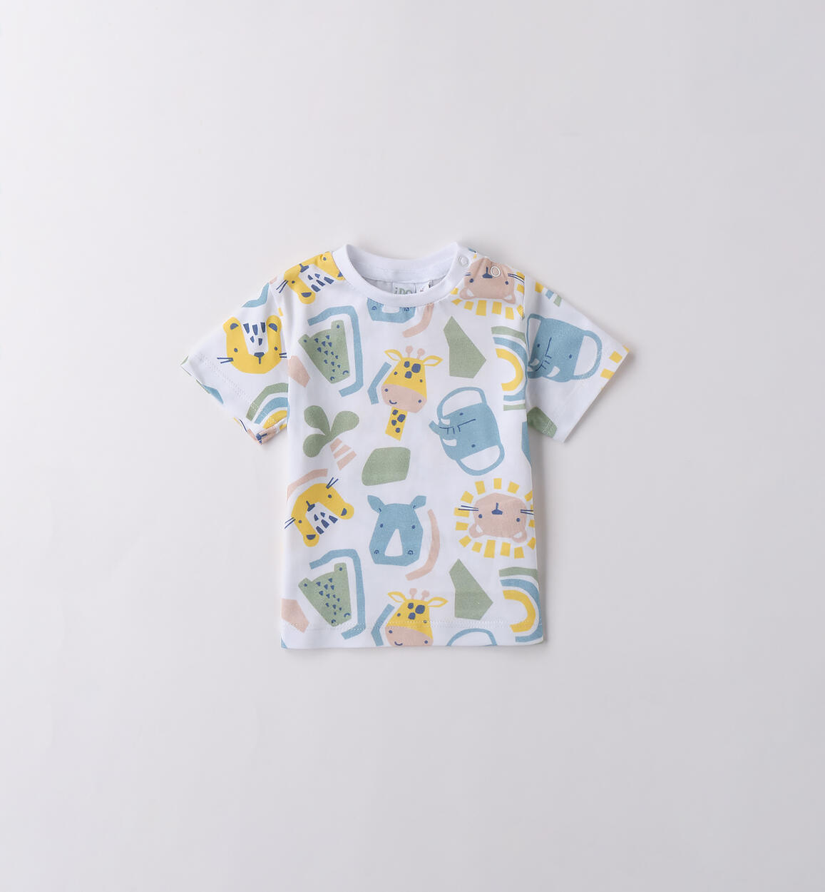 T-shirt bimbo 100% cotone BIANCO-VERDE-6BDP - 0214B16800