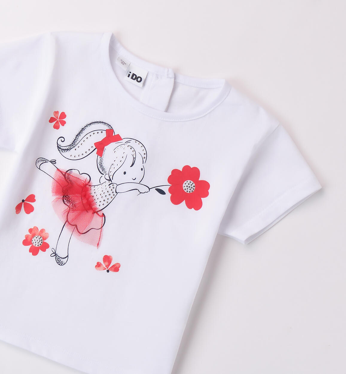 T-shirt con strass per bambina BIANCO-0113 - 1494B51600