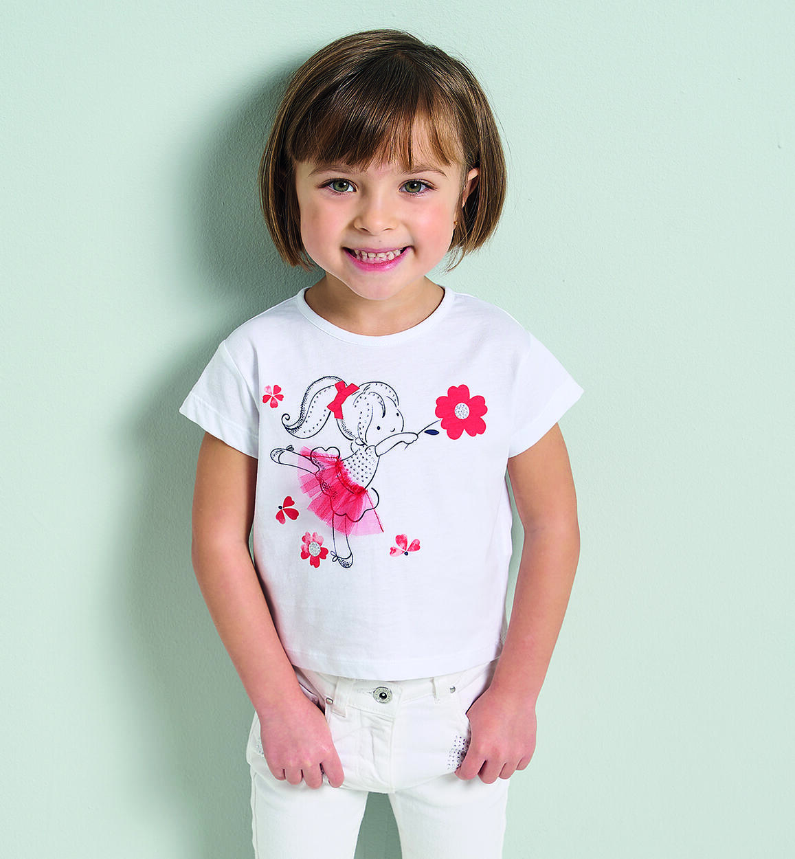 T-shirt con strass per bambina BIANCO iDO