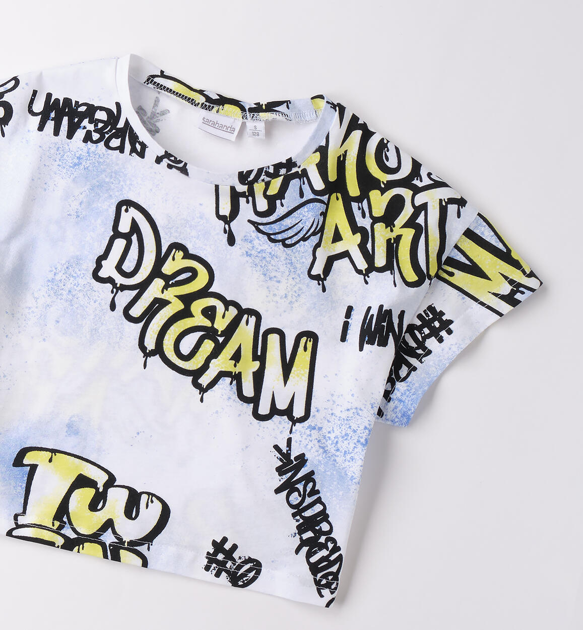 T-Shirt cropped ragazza BLU-LIME-6BMM - 2470B40800