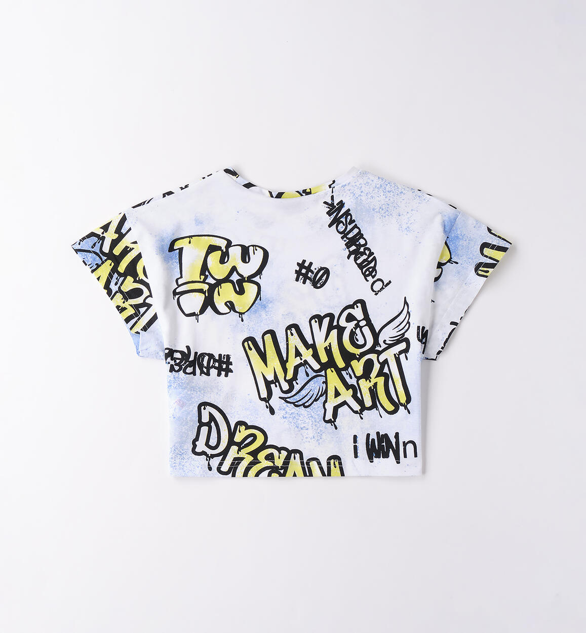 T-Shirt cropped ragazza BLU-LIME-6BMM - 2470B40800