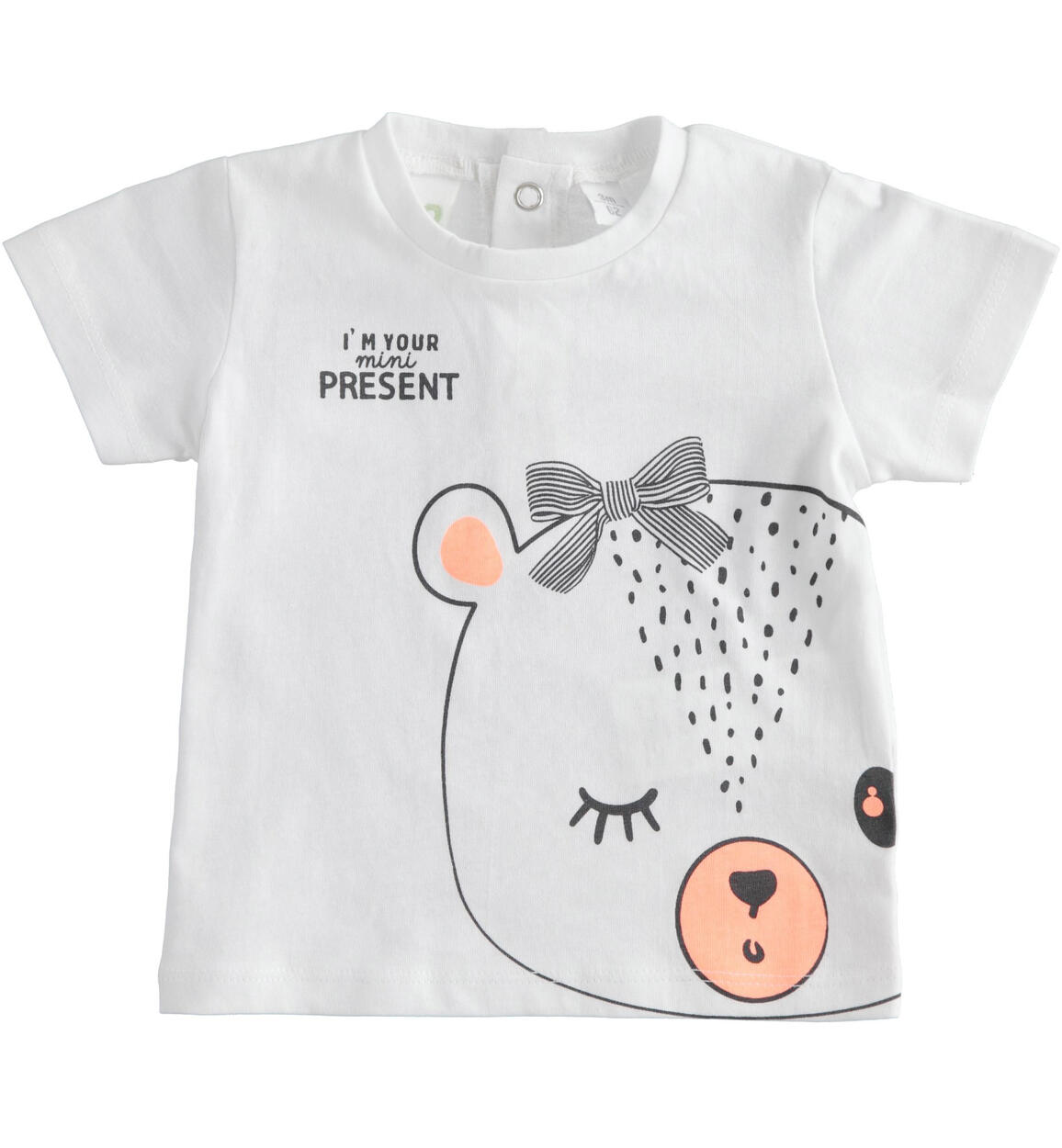 T-shirt neonato modello unisex con dolce stampa BIANCO iDO