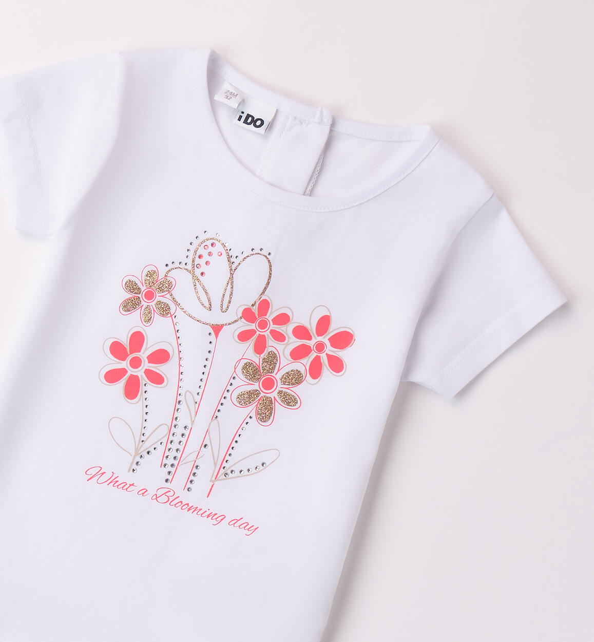 T-shirt per bambina con fiori BIANCO-0113 - 1494B36600