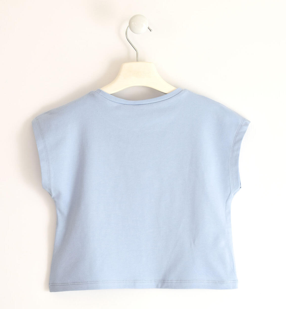 T-shirt per bambina con ricamo di paillettes multicolor AZZURRO-3811 - 2470470700