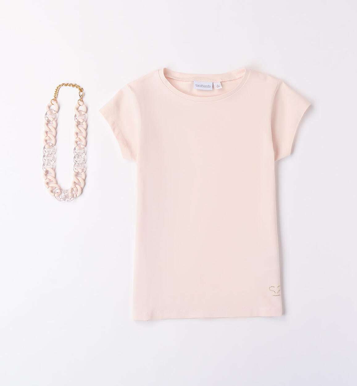 T shirt ragazza con collana ROSA Sarabanda