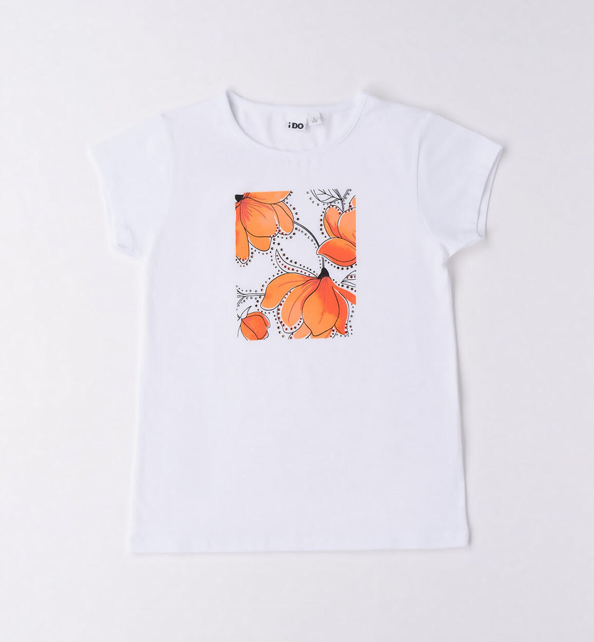 T-shirt ragazza con fiori BIANCO iDO