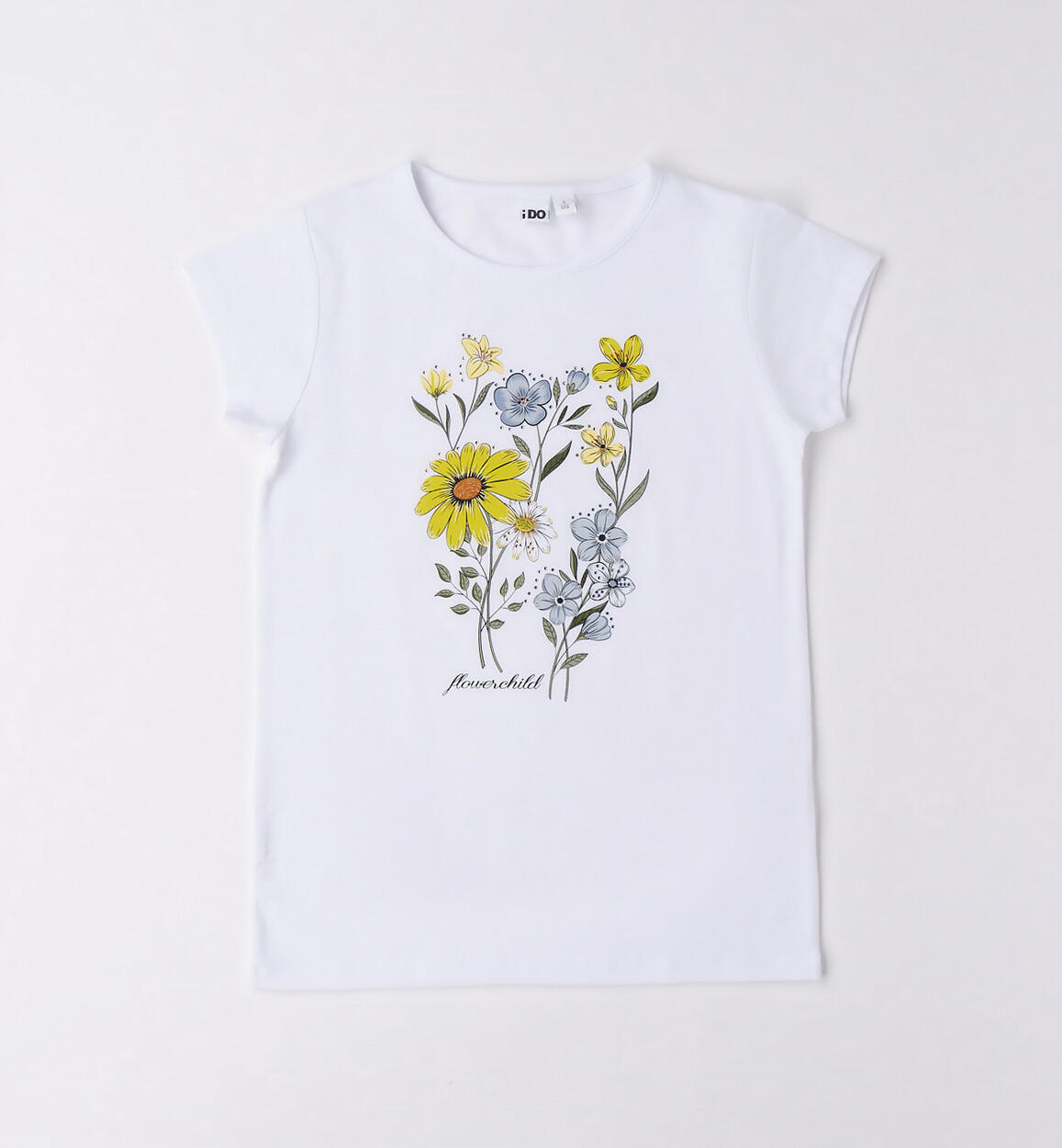 T-shirt ragazza con fiori BIANCO iDO