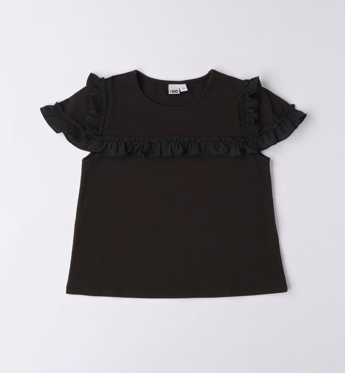 T-shirt ragazza con ruches NERO iDO
