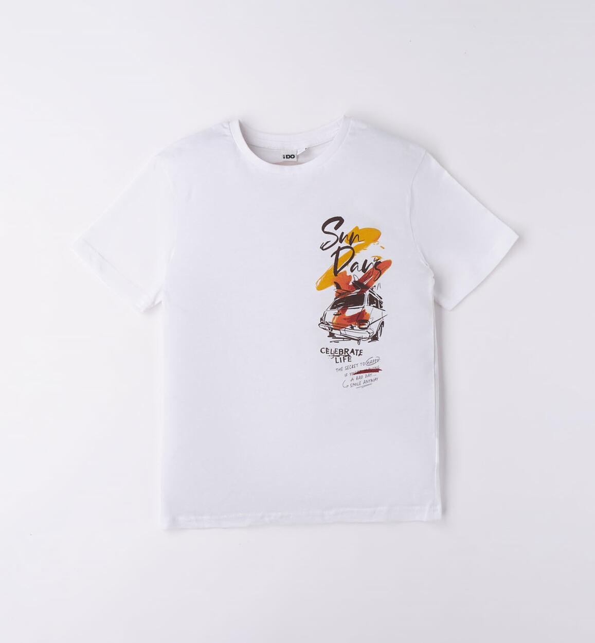 T-shirt stampa colorata per ragazzo BIANCO iDO