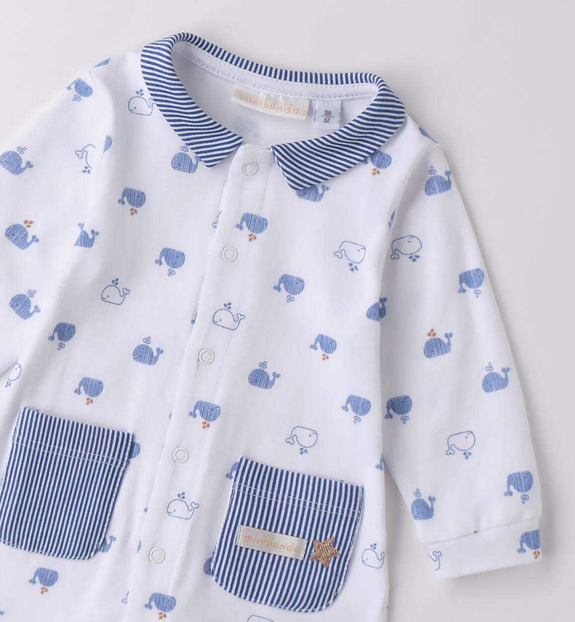 Tutina cotone neonato BIANCO-ROYAL-6BES - 0283B66900