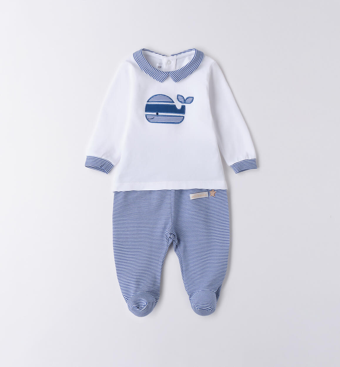 Tutina due pezzi neonato cotone BIANCO Minibanda