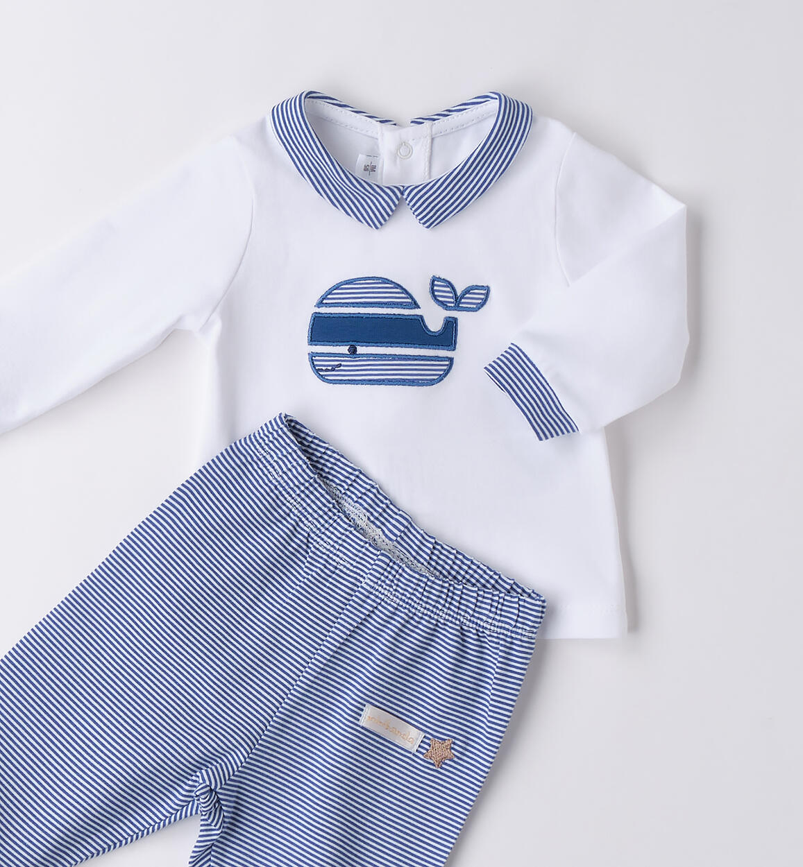 Tutina due pezzi neonato cotone BIANCO-0113 - 0023B67500