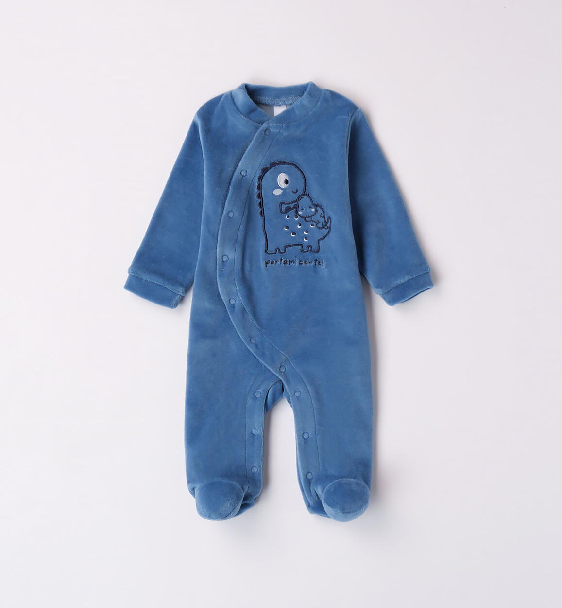 Tutina in ciniglia neonato con piedini BLU iDO