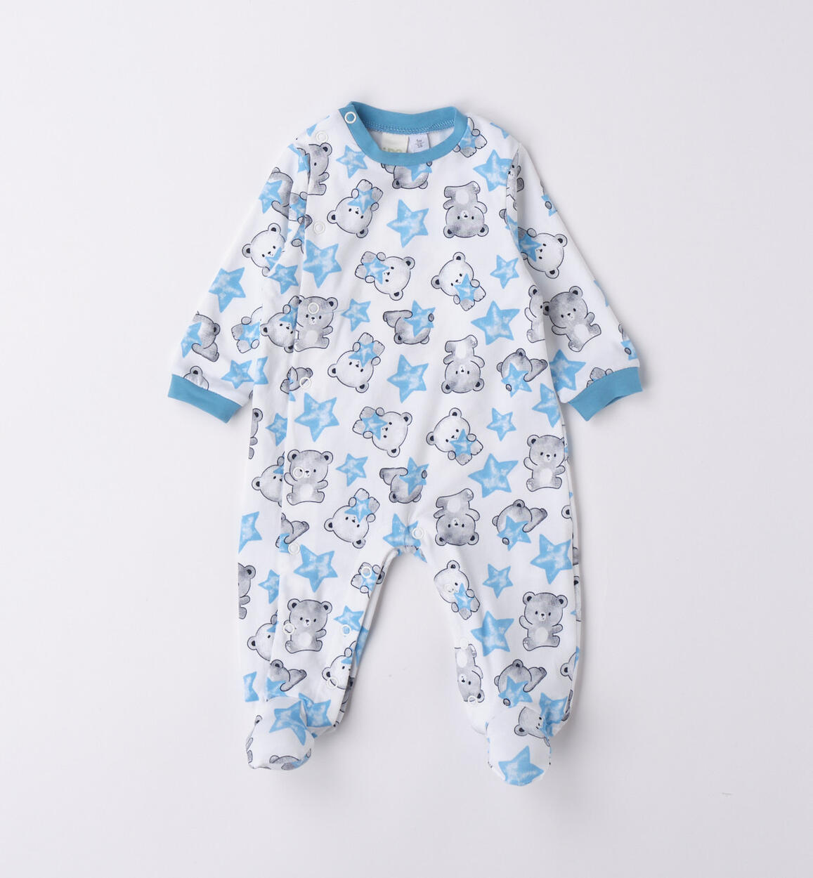 Tutina intera neonato orsacchiotti e stelle AZZURRO iDO