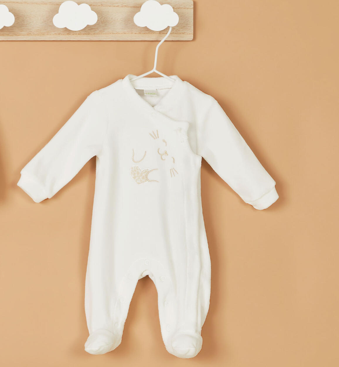 iDO kitten design sleepsuit for baby girl from newborn to 18 months CREAM iDO