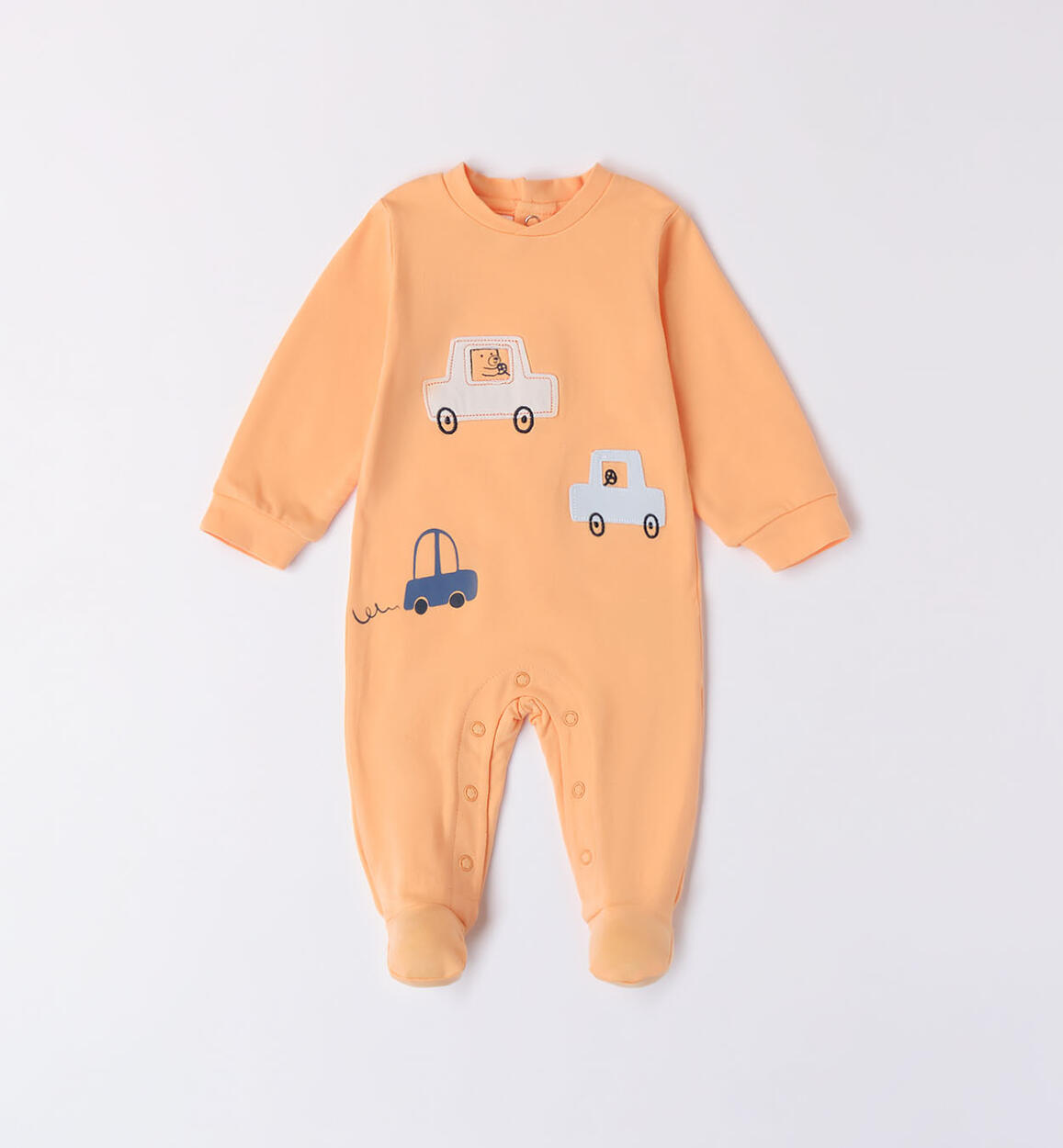 Tutina neonato con macchinine ARANCIONE iDO