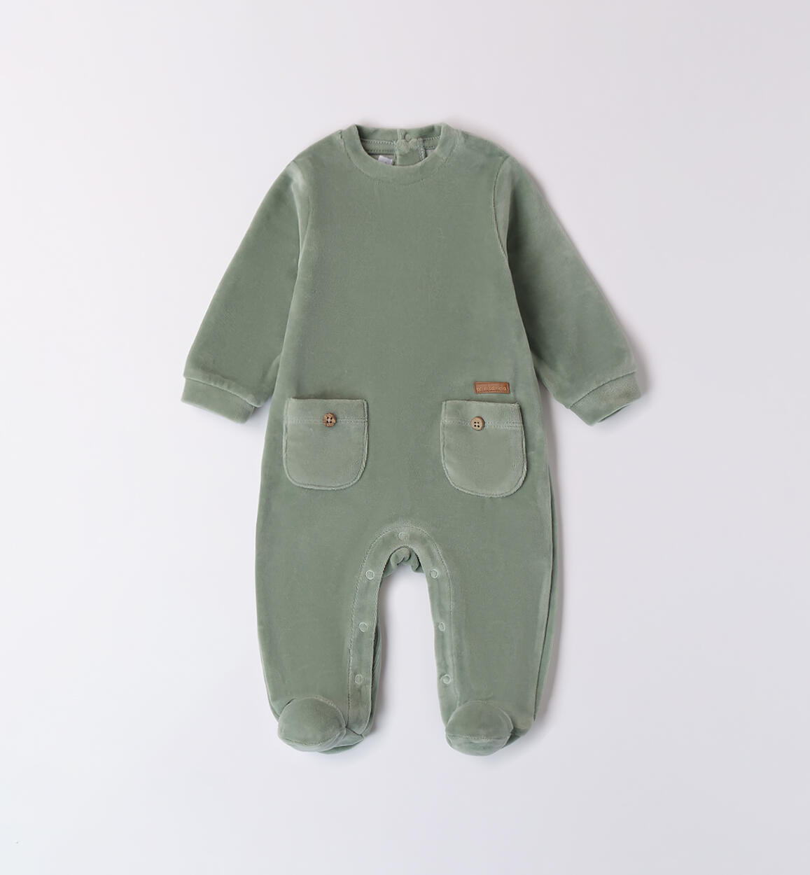 Tutina neonato con tasche VERDE Minibanda