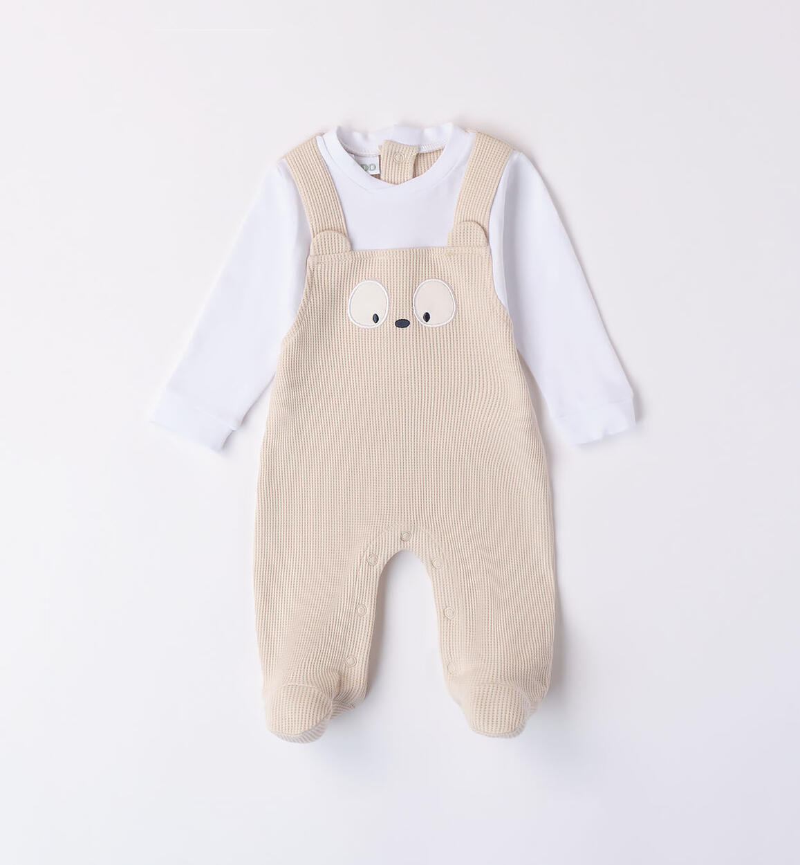 Tutina neonato finta salopette BEIGE iDO