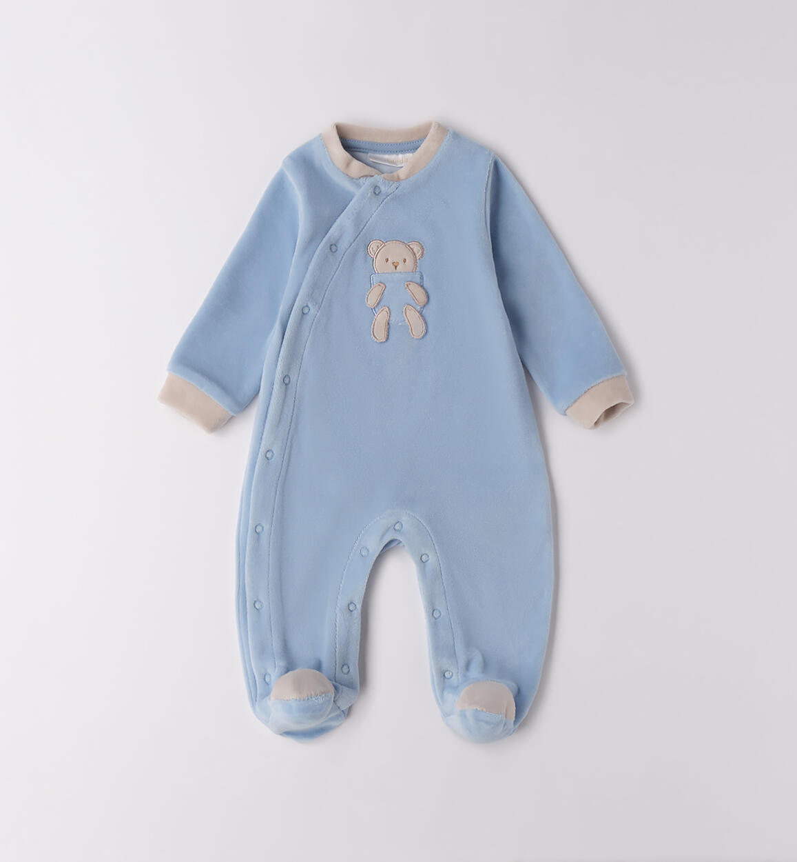 Tutina neonato in ciniglia AZZURRO Minibanda