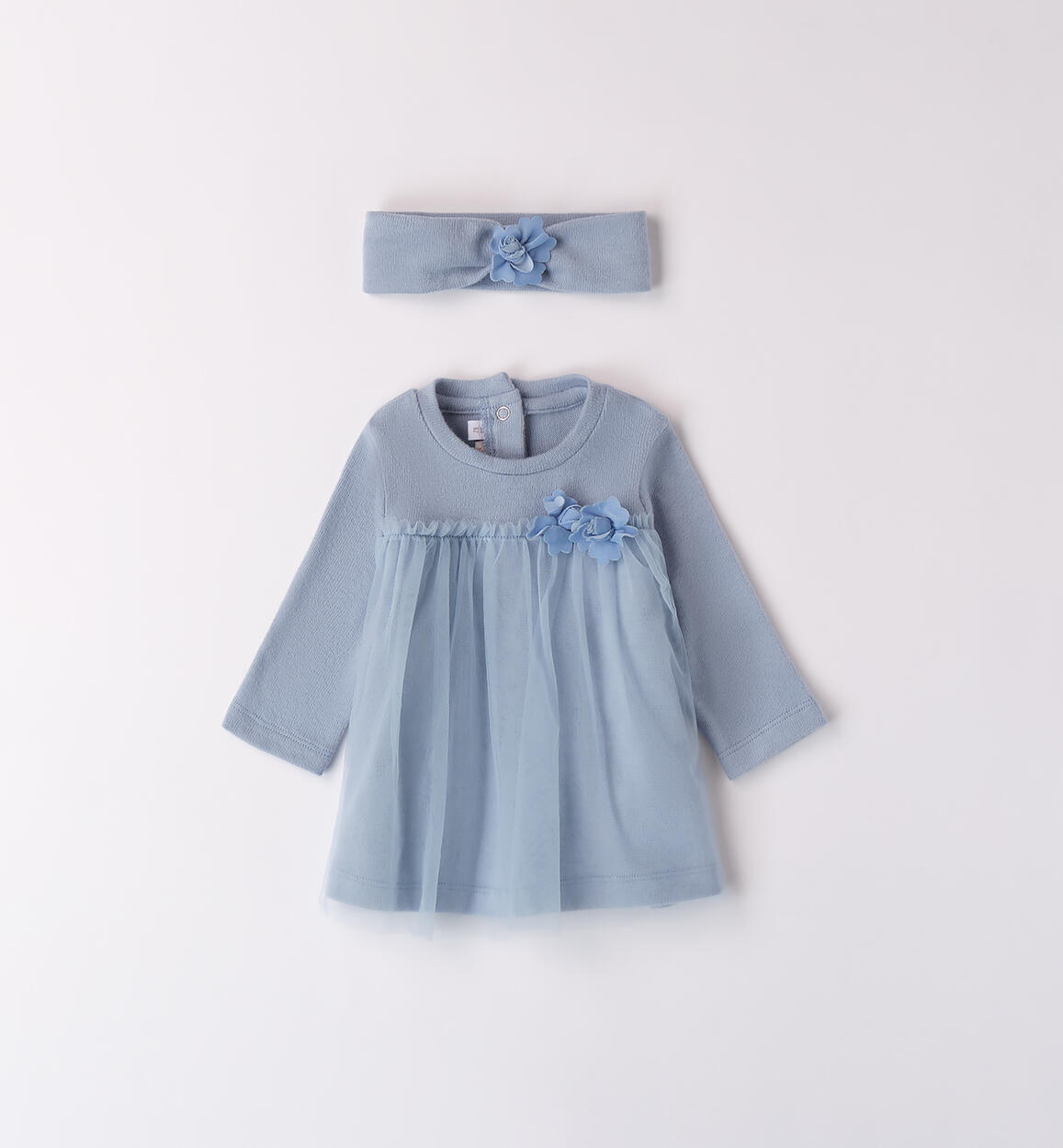 Vestito battesimo neonata AZZURRO Minibanda