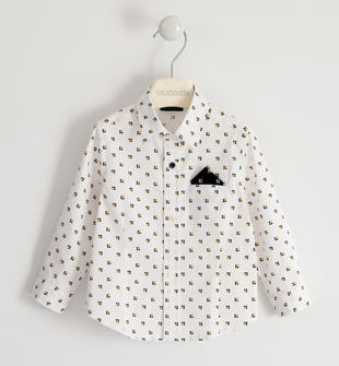 Camicia in popeline con pochette sarabanda BIANCO-MULTICOLOR-6NJ9