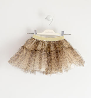 Gonna in tulle con elastico lurex sarabanda ECRU'-MARRONE-6NY4