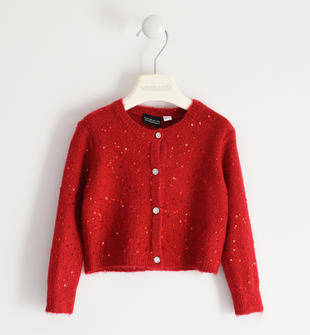 Cardigan in tricot con paillettes per bambina sarabanda ROSSO-2253