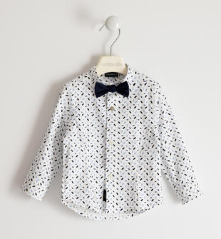 Camicia in popelini stretch con papillon sarabanda BIANCO-BLU-6QA6