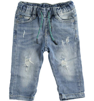 Pantalone in denim con vita elastica sarabanda STONE WASHED CHIARO-7400