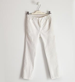 Pantalone lungo in lino e cotone sarabanda BIANCO-0113