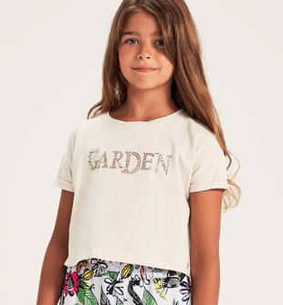 T-shirt in jersey stretch con scritta "Garden" sarabanda