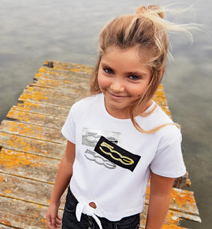 T-shirt con strass in jersey stretch di cotone organico 