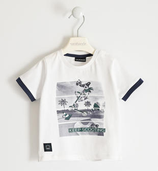 T-shirt 100% cotone con cane e monopattino sarabanda BIANCO-0113
