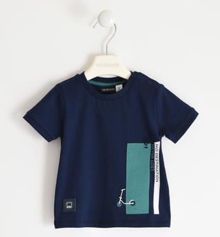 T-shirt  in cotone stretch con ricamo monopattino sarabanda NAVY-3854