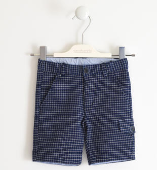 Pantalone corto in cotone stretch a quadretti sarabanda NAVY-3854