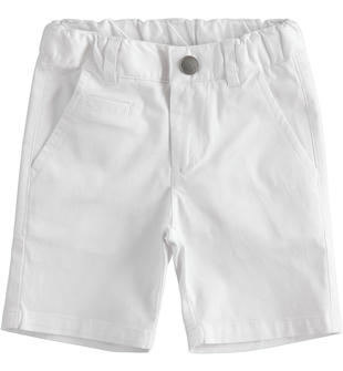 Pantalone corto in twill stretch di cotone sarabanda BIANCO-0113