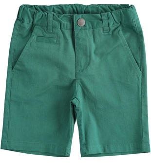 Pantalone corto in twill stretch di cotone sarabanda VERDE SCURO-4537