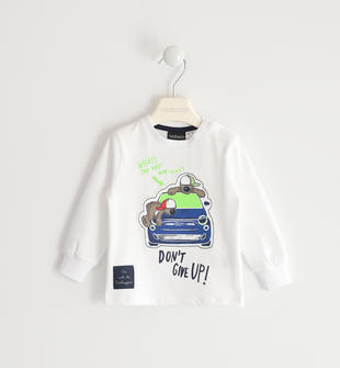 Maglietta girocollo 100% cotone organico con stampa fluo 