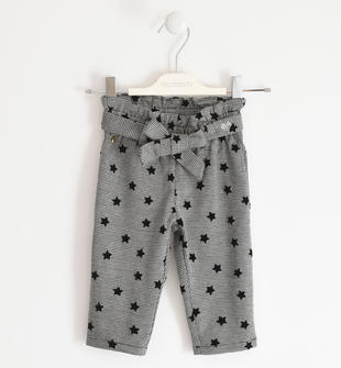 pantalone jacquard con fantasia di stelle o pois sarabanda NERO-0658