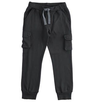 Pantalone in felpa modello cargo con tasca in nylon sarabanda NERO-0658