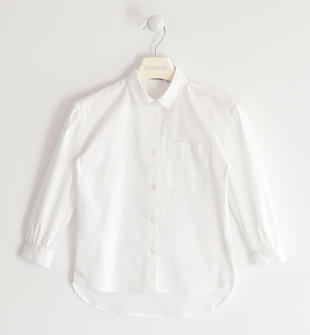 Camicia per bambina in popeline stretch di cotone sarabanda BIANCO-0113