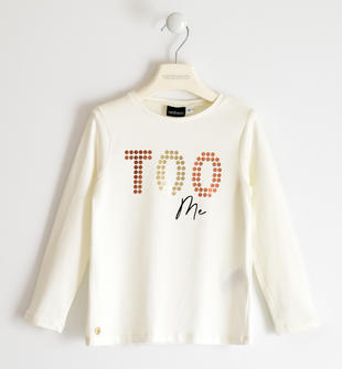 Maglietta girocollo in jersey stretch con stampa Too Me sarabanda PANNA-0112