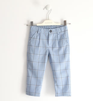 Elegante pantalone per bambino fantasia check sarabanda AZZURRO-3674