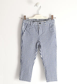 Fresco pantalone per bambino fantasia rigata sarabanda BLU-BIANCO-8004