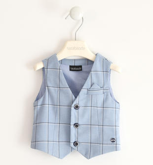 Elegante gilet per bambino dalla fantasia check sarabanda AZZURRO-3674